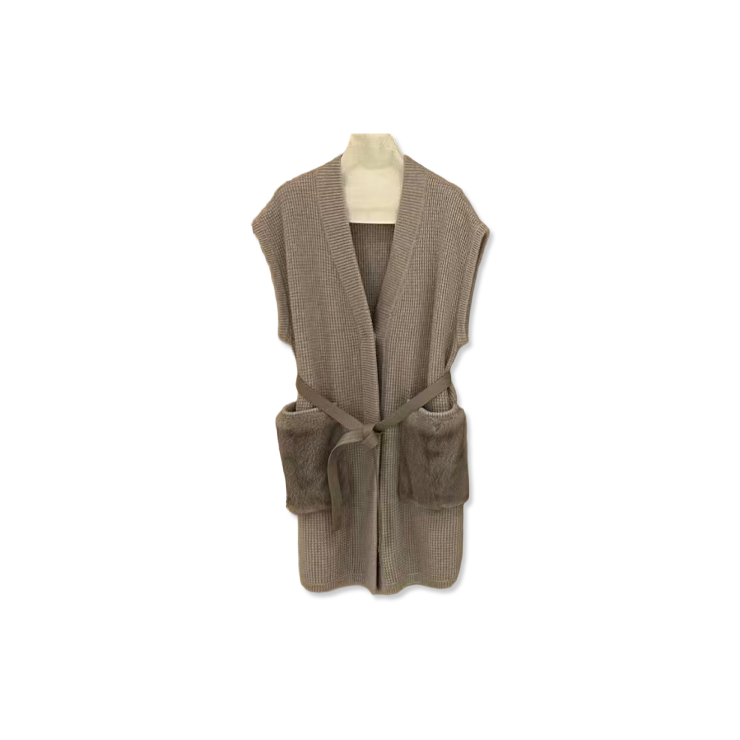 LORO PIANA BELTED WAFFLE CASHMERE GILET